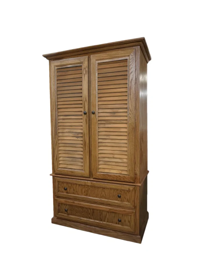 Oak Extra Wide Solid Wood Wardrobe with shutter doors SHOWROOM ITEM