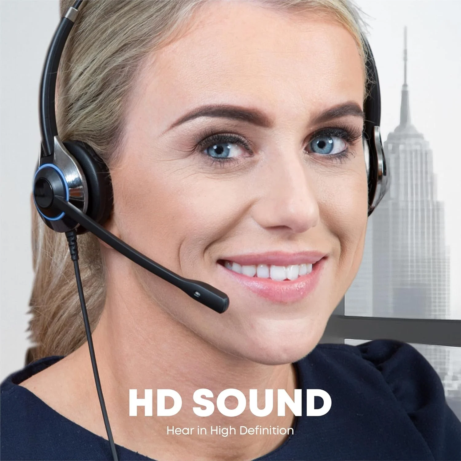 Office and Call Center Wired QD Headset with Noise Canceling Microphone and HD Speakers - Compatible with Mitel, Nortel, Avaya, Poly, Polycom, Shoretel, Digium, ESI, Fanvil Desk Phones - Image 2