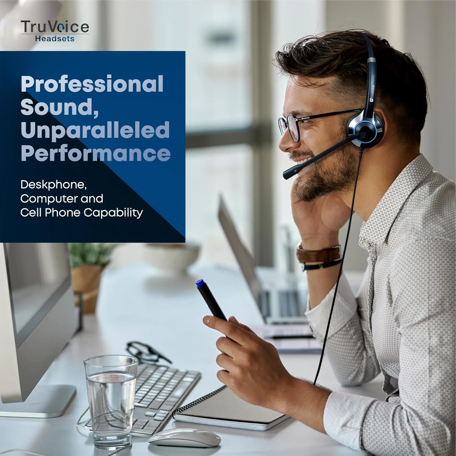 Office and Call Center Wired QD Headset with Noise Canceling Microphone and HD Speakers - Compatible with Mitel, Nortel, Avaya, Poly, Polycom, Shoretel, Digium, ESI, Fanvil Desk Phones - Image 4