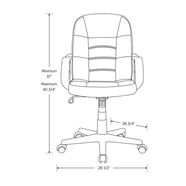 Office Chair Bonded Leather Black - Ergonomic Swivel, Adjustable Height, Foam Padding - Image 2