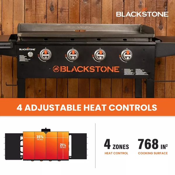 Omnivore Propane Griddle Combo, 4 Burners, Outdoor BBQ Grill Stove, Powder Coated Steel, Cooking Top, Black - Image 3