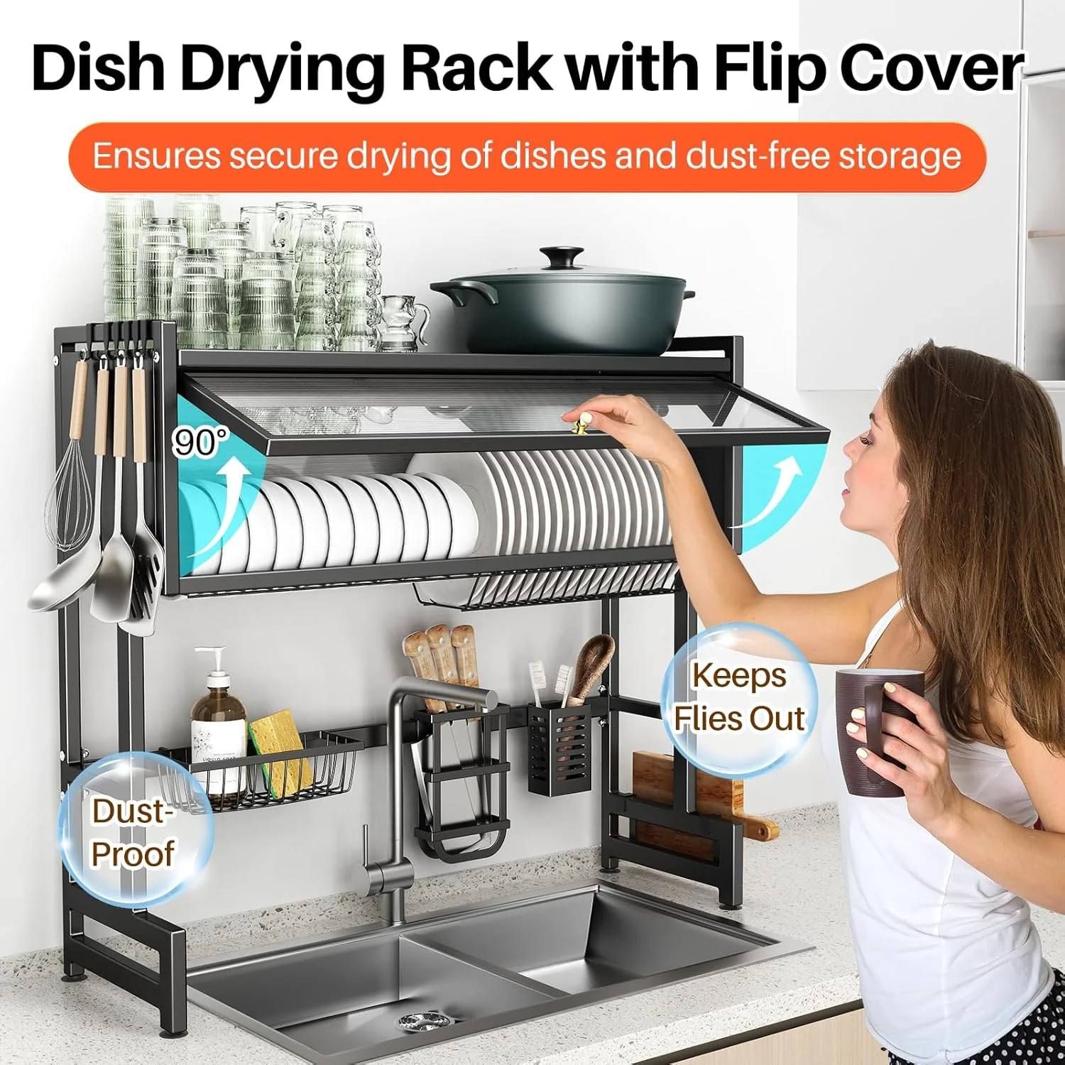 Organized Space-Saving Dish Drying Rack, Large - Image 4