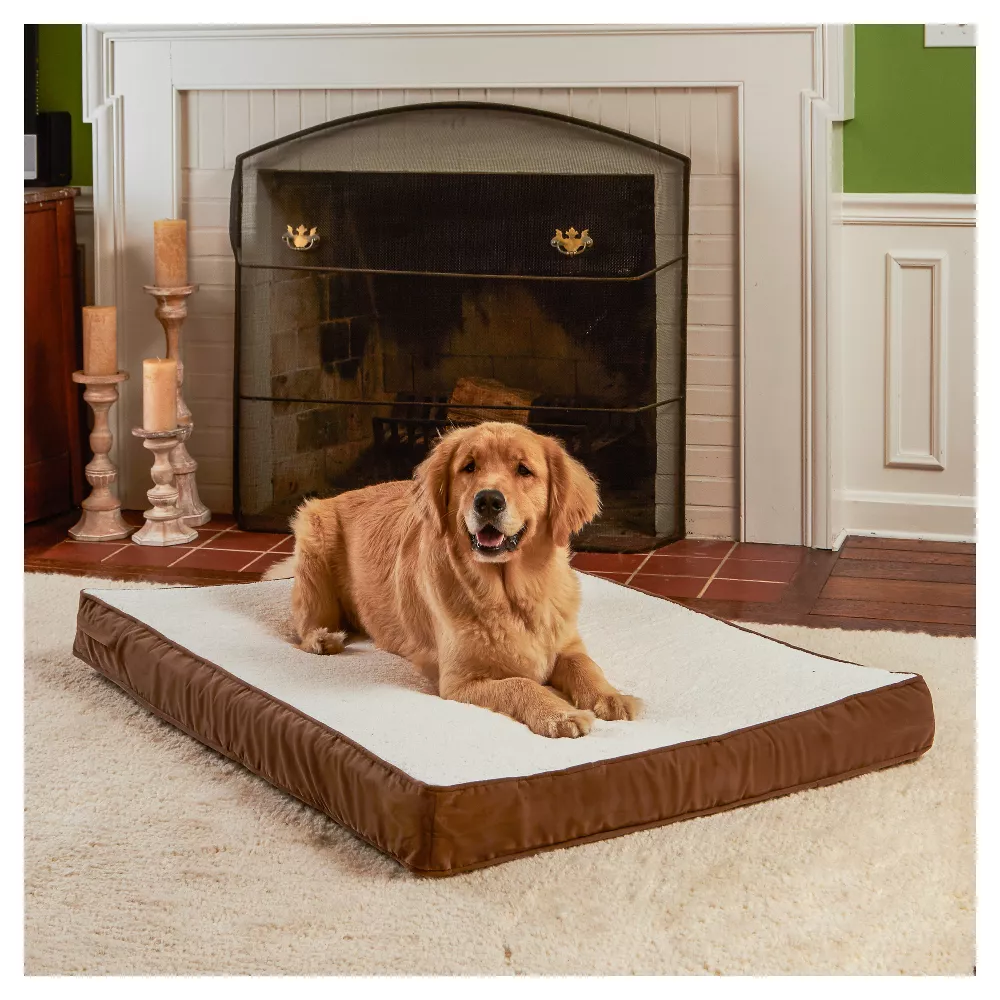 Oscar Orthopedic Rectangle Dog Bed - L - Latte/Birch - Image 3