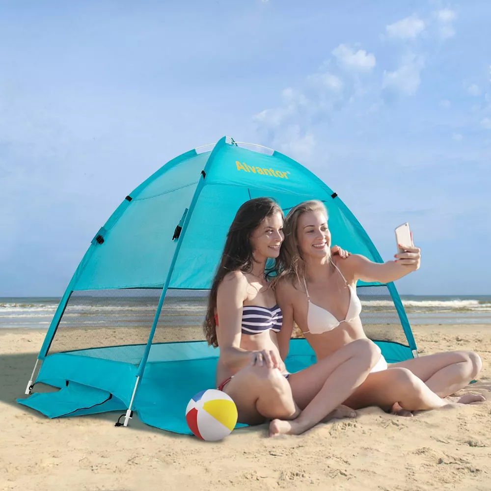 Outdoor Instant Pop Up Sun Shade Canopy 2 People Beach Shelter Tent Turquoise - Image 5
