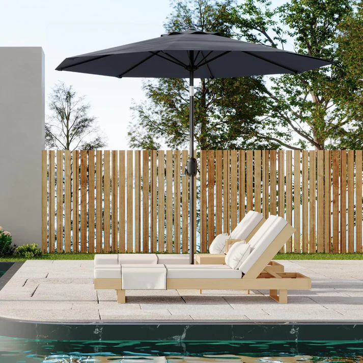 Outdoor Patio Umbrella, with Push Button Tilt and Crank Grey - Image 4