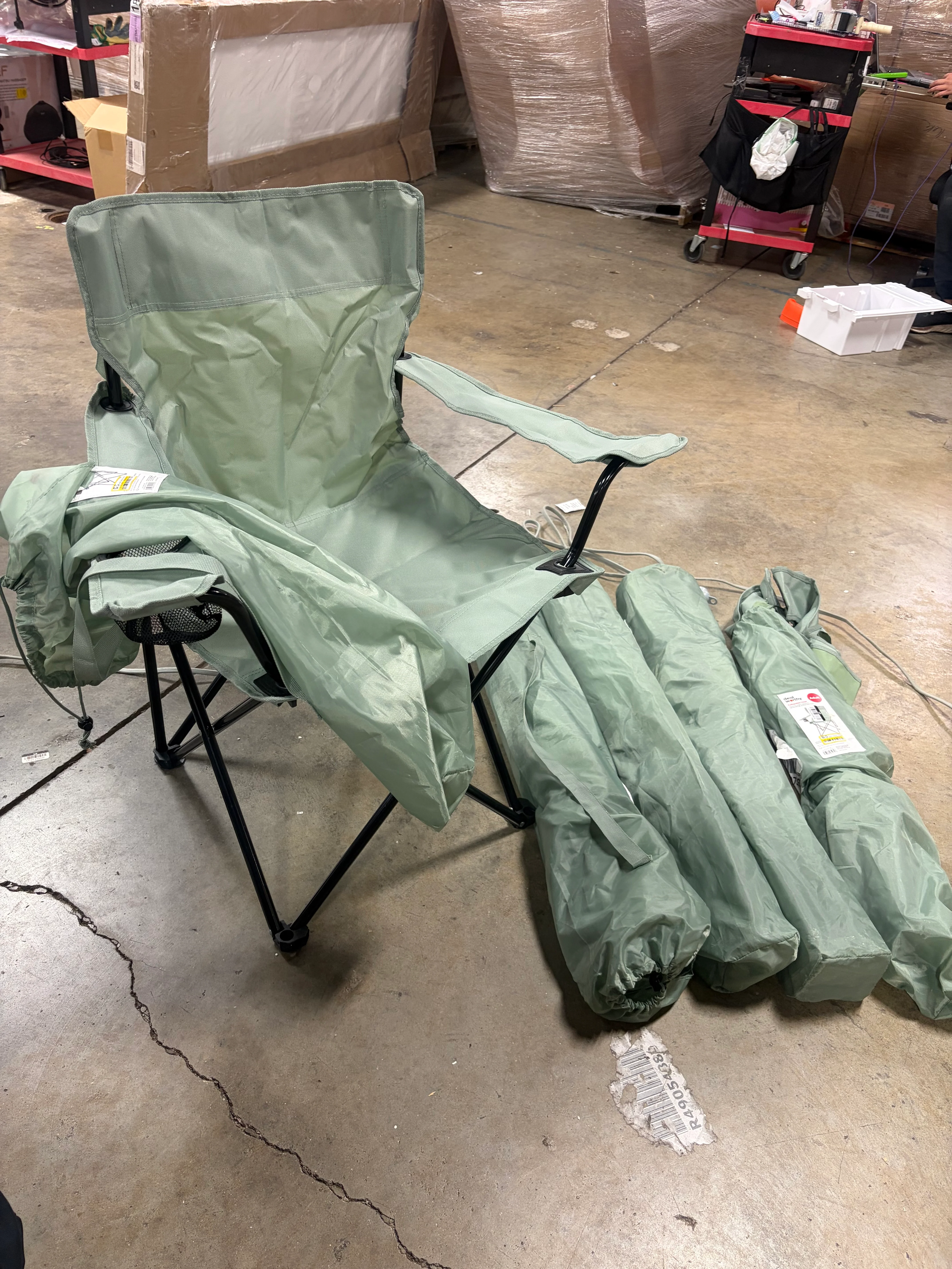 Outdoor Portable Camping Chair Sage Green: Steel Frame Set of 5 - Image 2