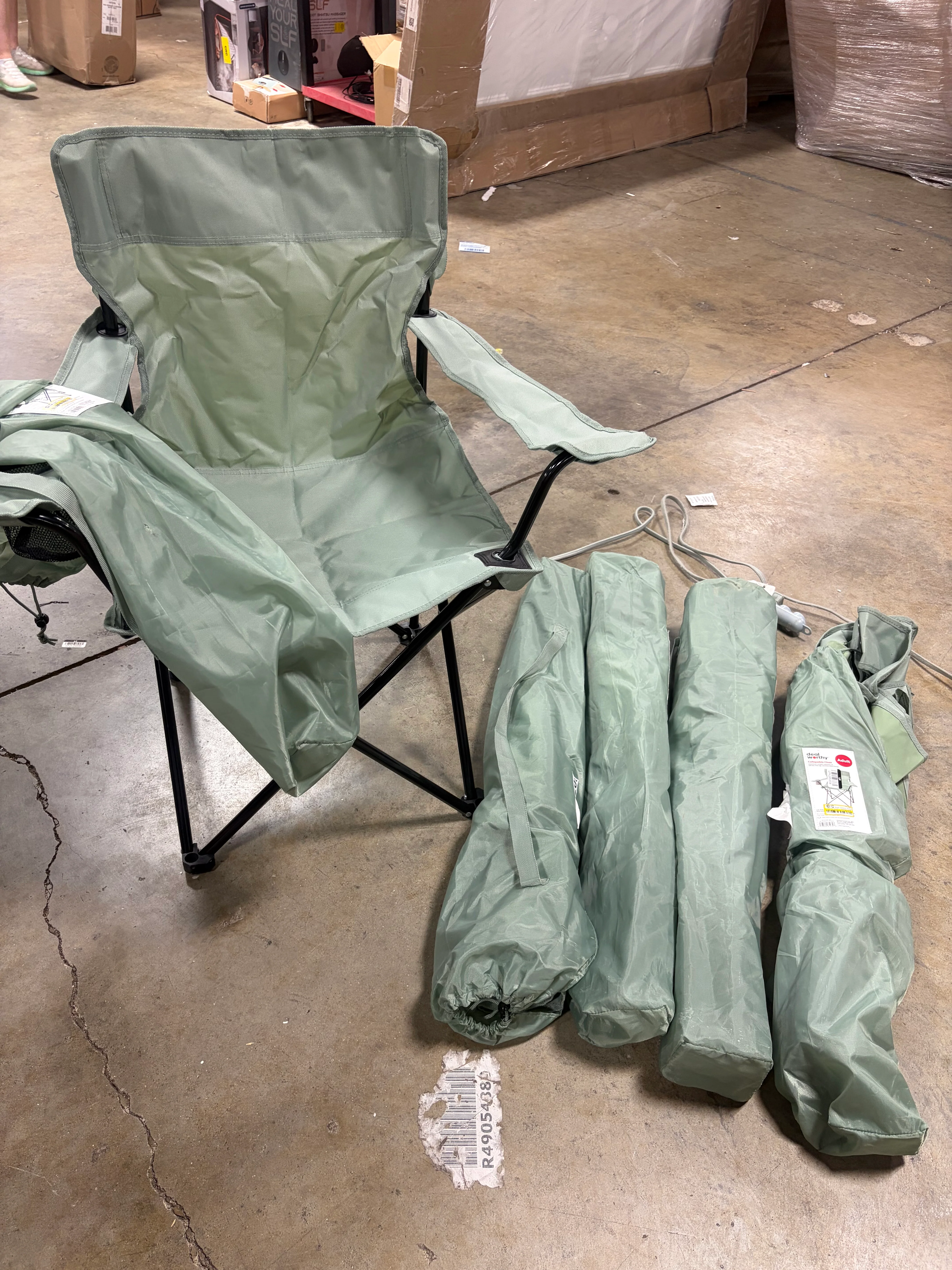 Outdoor Portable Camping Chair Sage Green: Steel Frame Set of 5 - Image 3