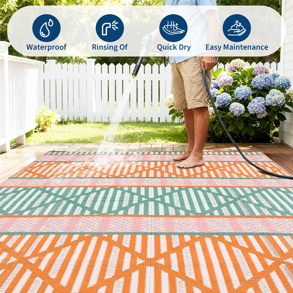 Waterproof Reversible – Modern Striped Geometric 8x10 - Image 5