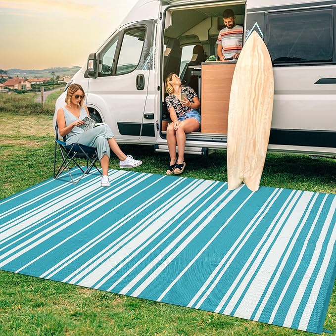 Outdoor Rug Waterproof Plastic Straw Patio Rug 10' x 14' - Image 4