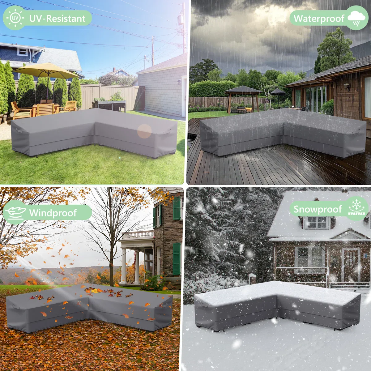 Outdoor Sectional Sofa Cover Waterproof V Shaped Patio Furniture Covers - Image 3