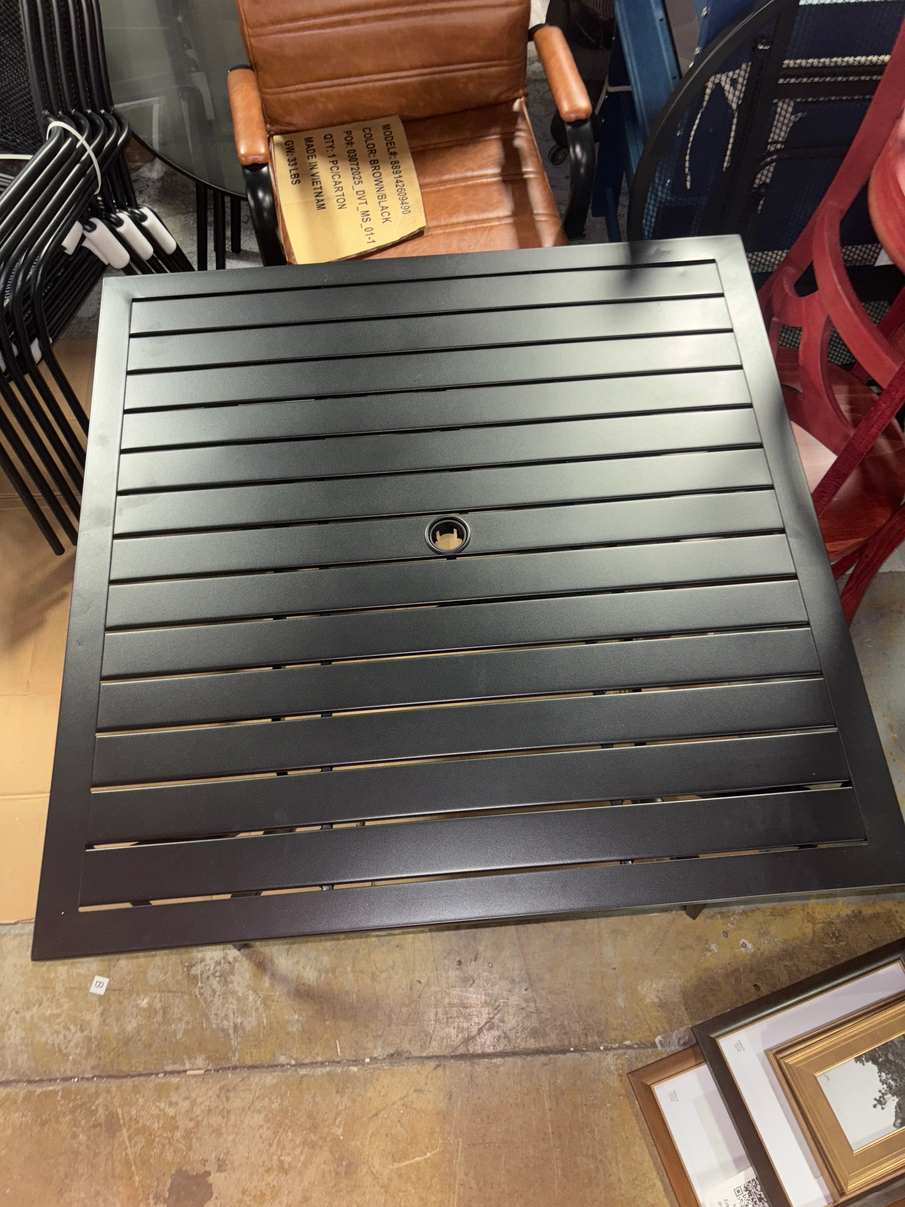 Outdoor Square Steel Dining Table - Black SHOWROOM ITEM - Image 3