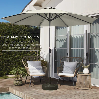 Outdoor Steel Market Patio Umbrella Decoration w/ Tilt, Crank Lift - Image 6