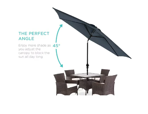 Outdoor Steel Market Patio Umbrella w/ Crank Tilt Push Button 6 Ribs - Image 4