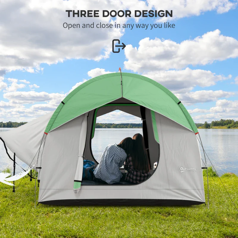 Outsunny Waterproof SUV Tent  5-6 Person Camping Travel, Gray and Green - Image 2