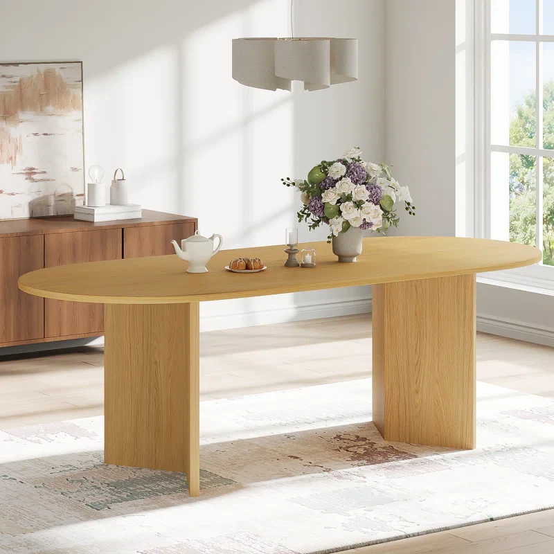 Oval Dining Table with Double Pedestal Solid Wood Kitchen Table SHOWROOM ITEM