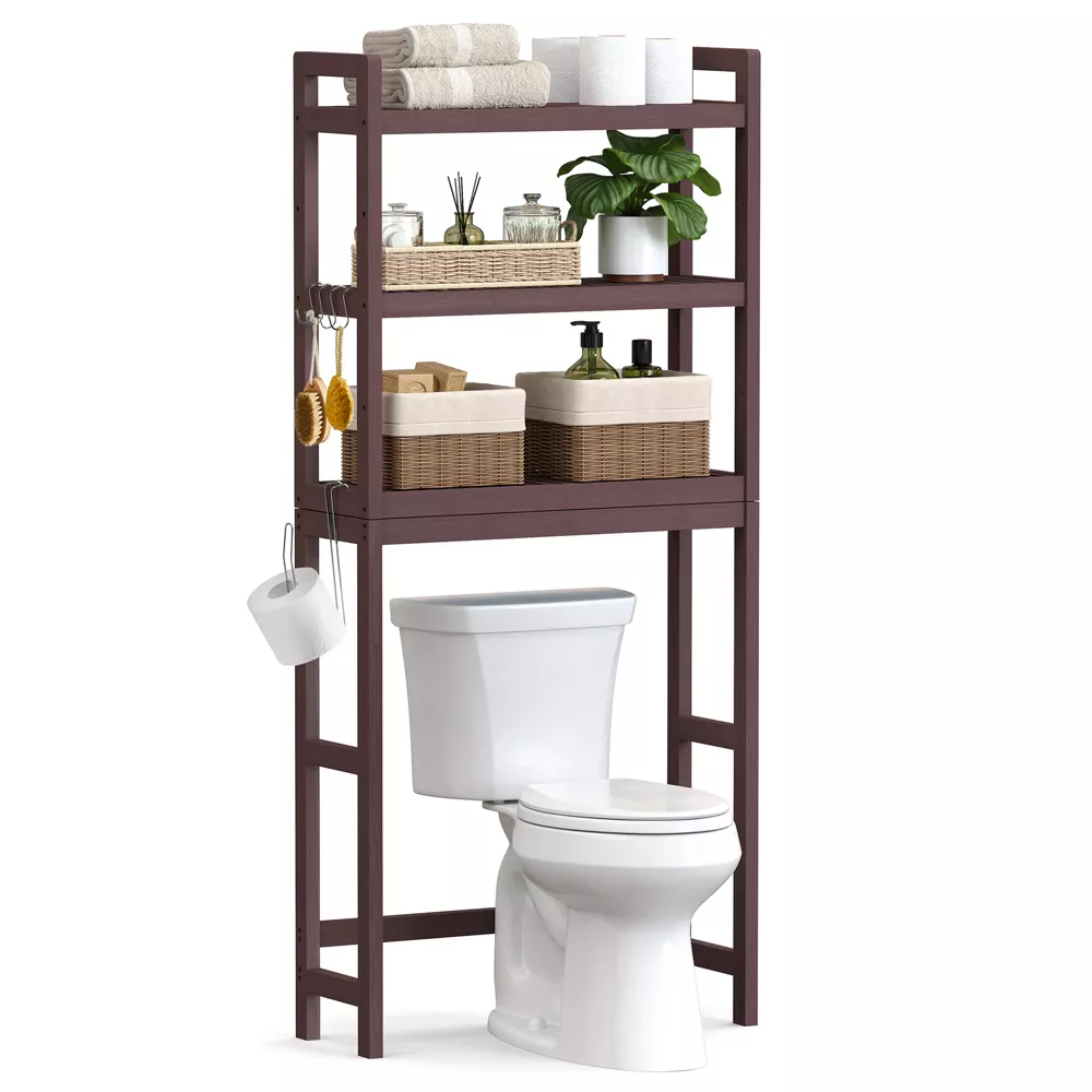 3-Tier Over-The-Toilet Space Saver Organizer Rack Stable Freestanding Black