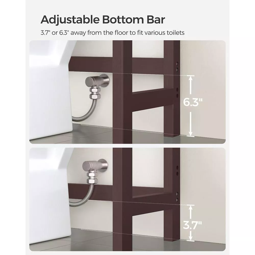 3-Tier Over-The-Toilet Space Saver Organizer Rack Stable Freestanding Black - Image 3