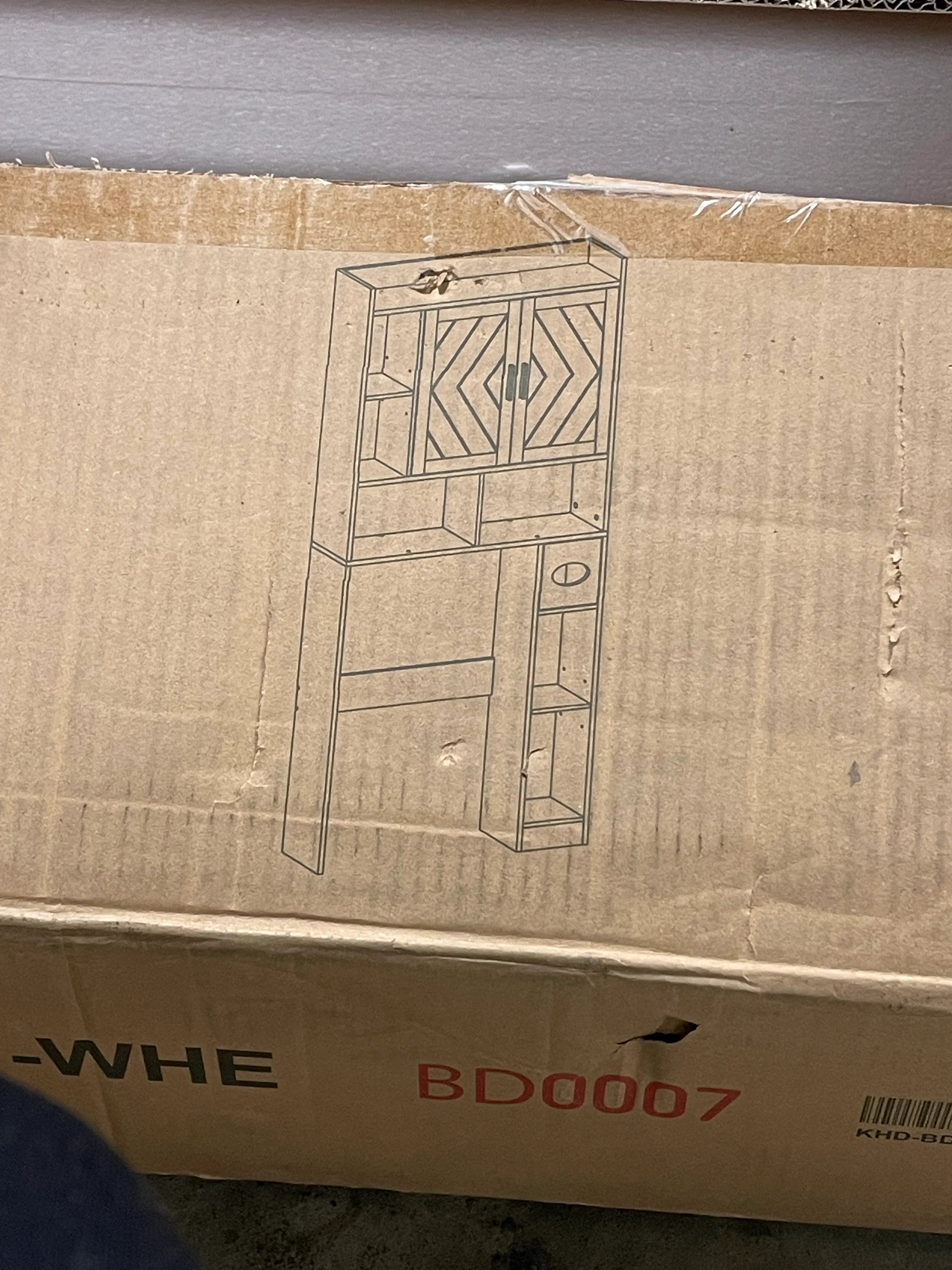 Over The Toilet Storage Cabinet, White Wood with Open Shelf - Image 6
