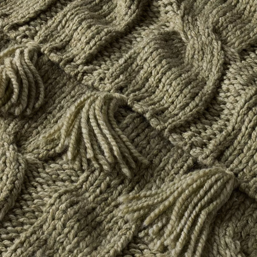 Oversized Cozy Knit Throw Blanket Green - Image 2