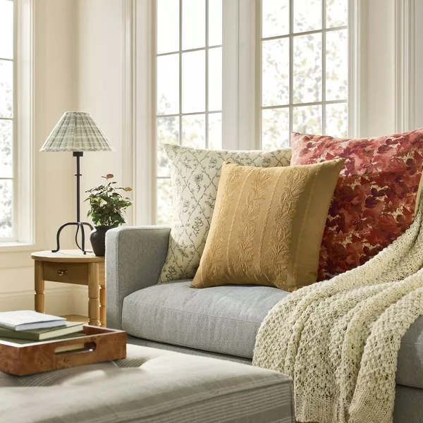 Oversized Floral Printed Square Throw Pillow, SHOWROOM ITEM - Image 4