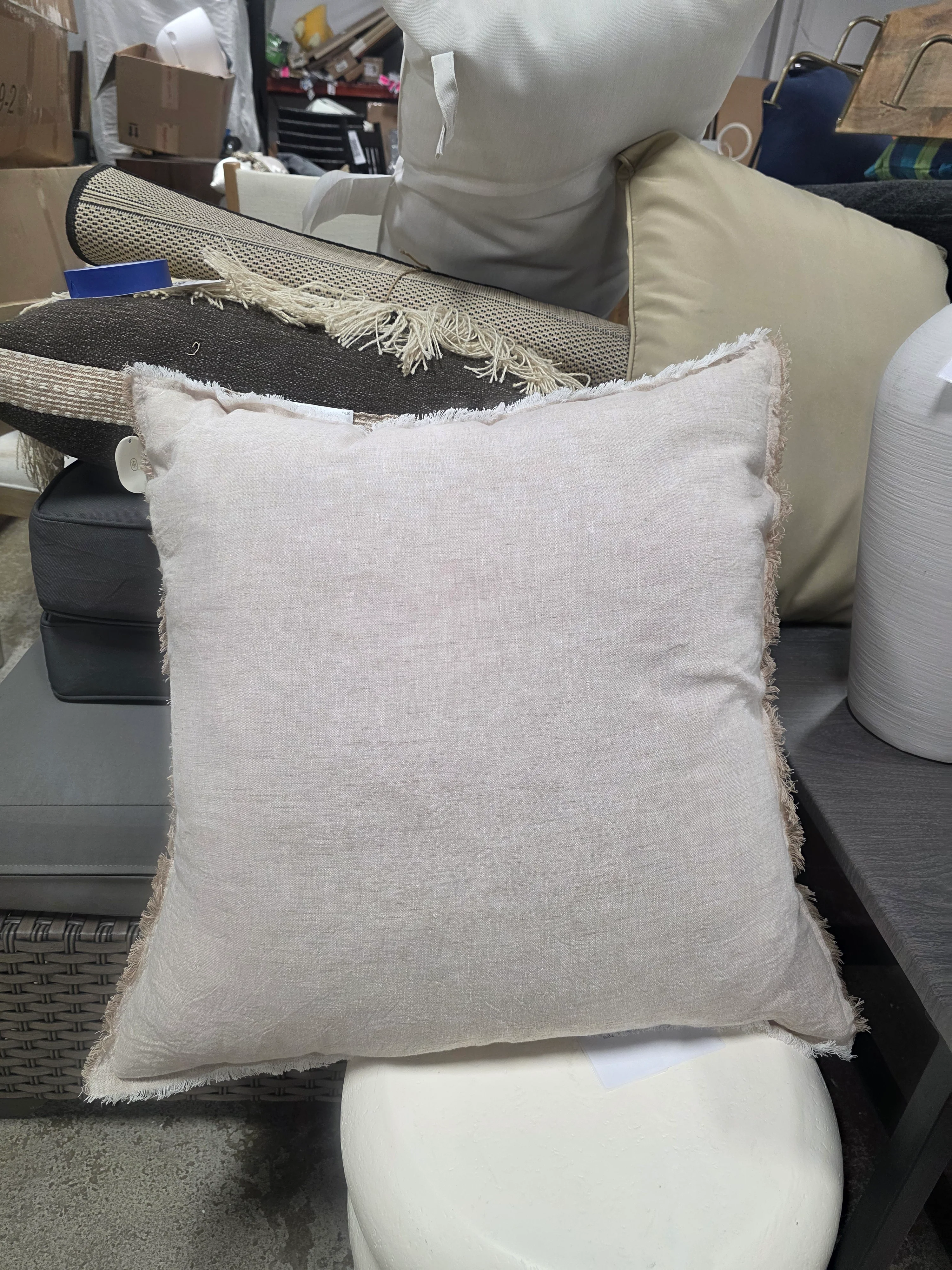 Oversized Reversible Linen Square Throw Pillow with Frayed Edges - Threshold™ - SHOWROOM ITEM - Image 2