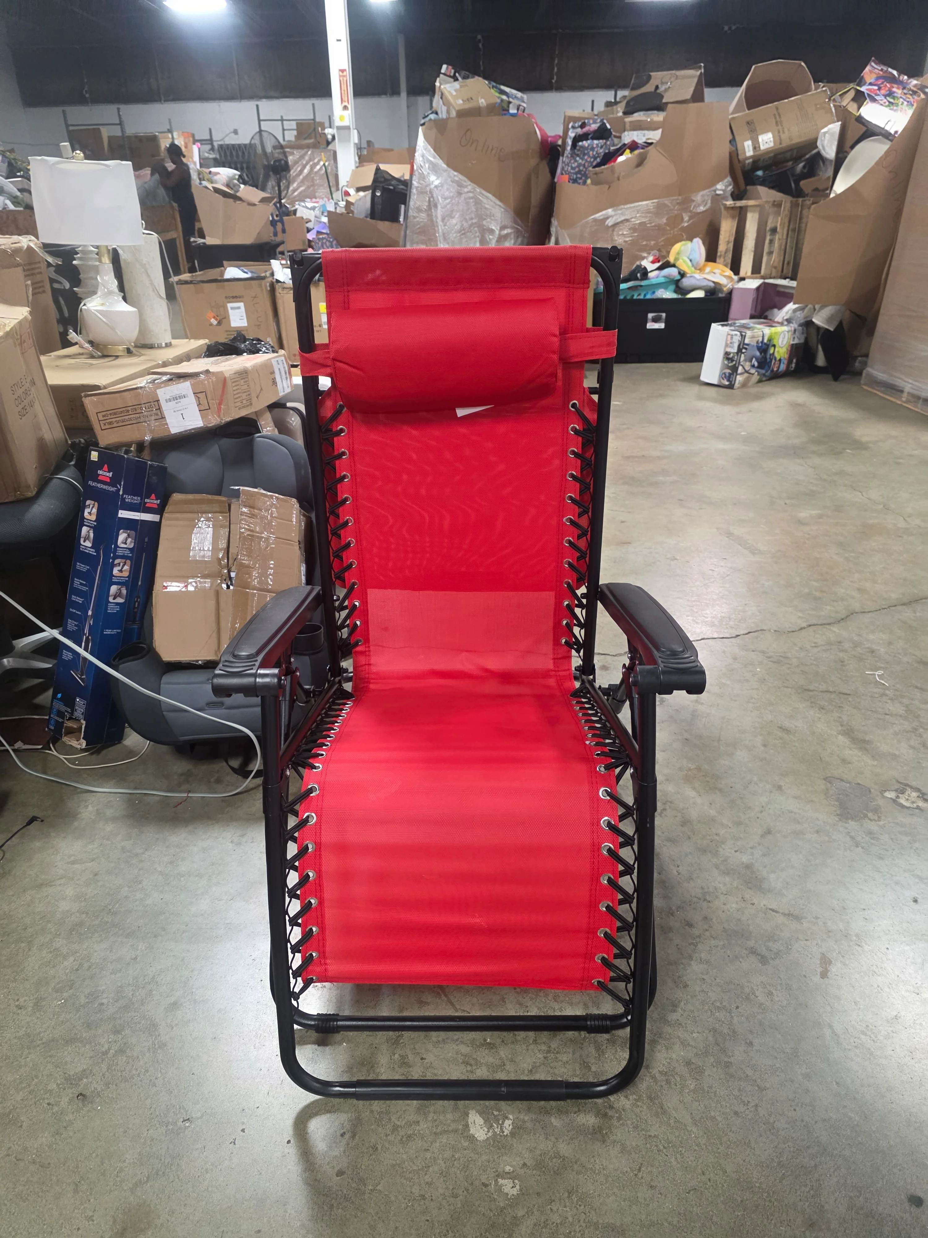 Oversized Zero Gravity Chair with Sunshade and Drink Tray - Red - Image 6