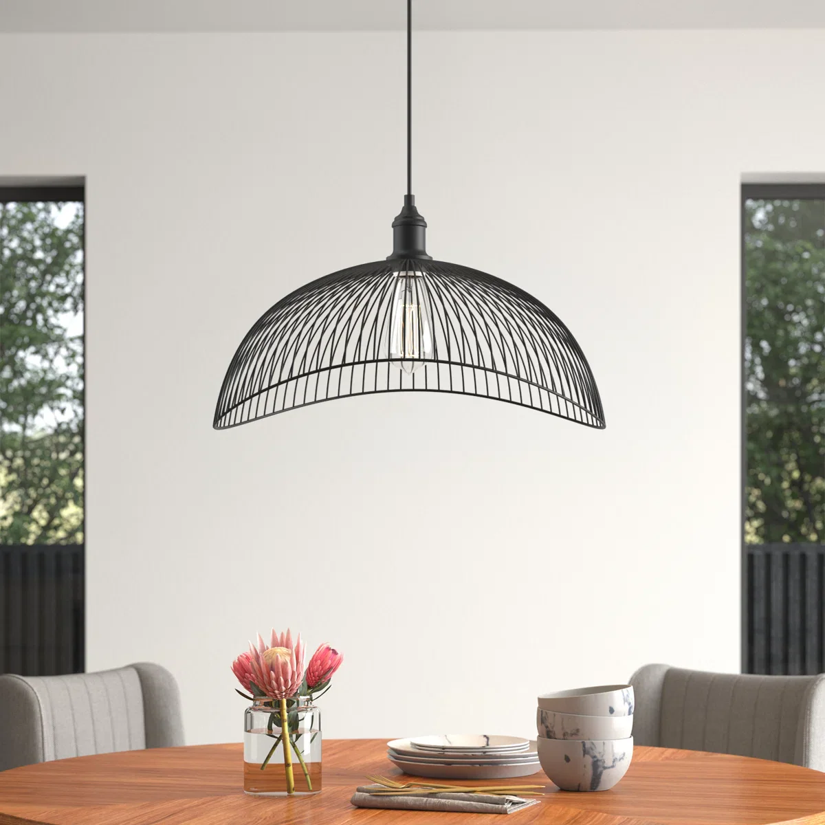 Oxendine 1 - Light Black Woven Metal Shade Pendant - Image 3