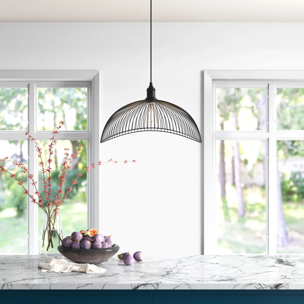 Oxendine 1 - Light Black Woven Metal Shade Pendant - Image 4