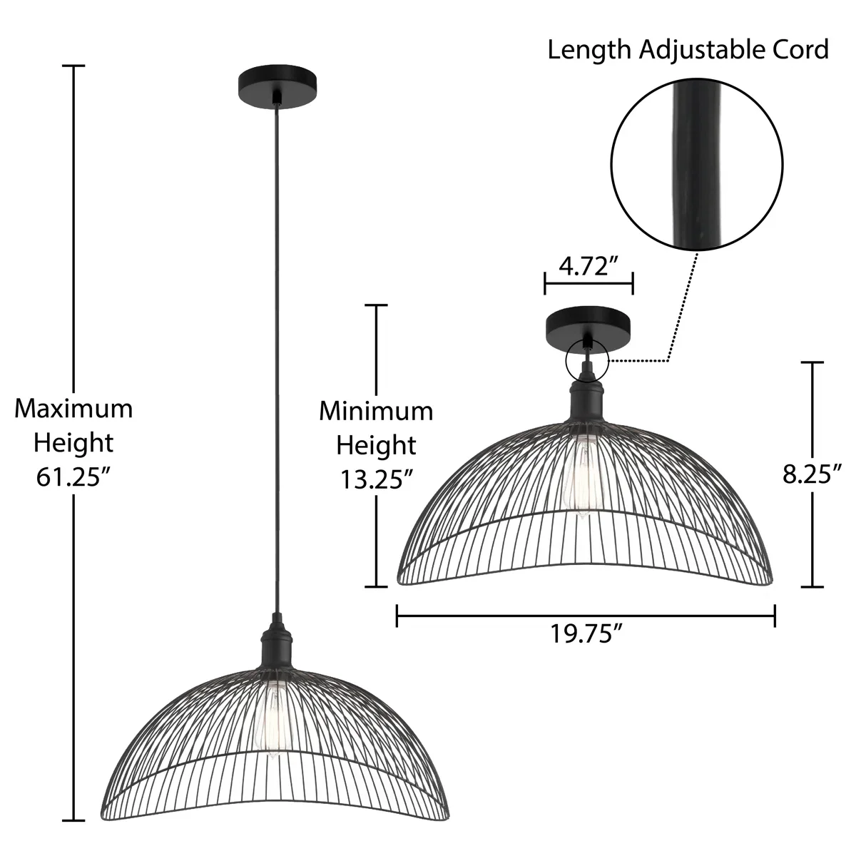 Oxendine 1 - Light Black Woven Metal Shade Pendant - Image 5