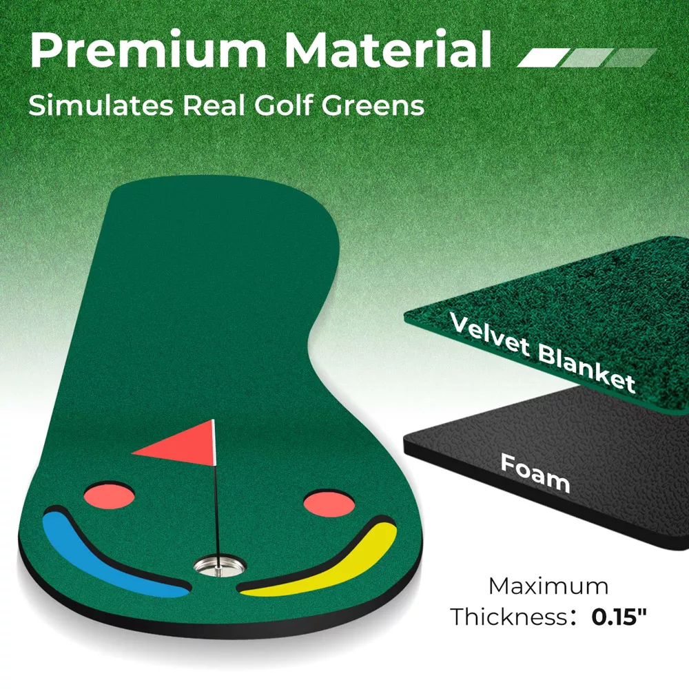Par 3 Holes Golf Putting Green Mat Set for Indoor & Outdoor Practice - Image 2