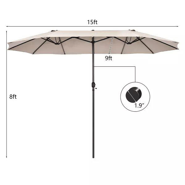 Patio Double-Sided Umbrella Crank Outdoor Garden Market Sun Shade - Image 2