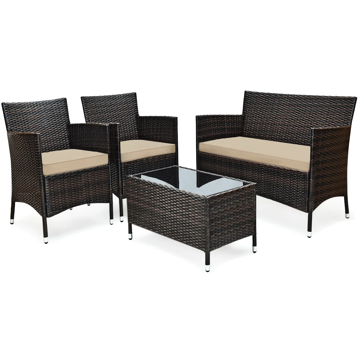 Patio Rattan Wicker Furniture Set Sofa Chair Table Set