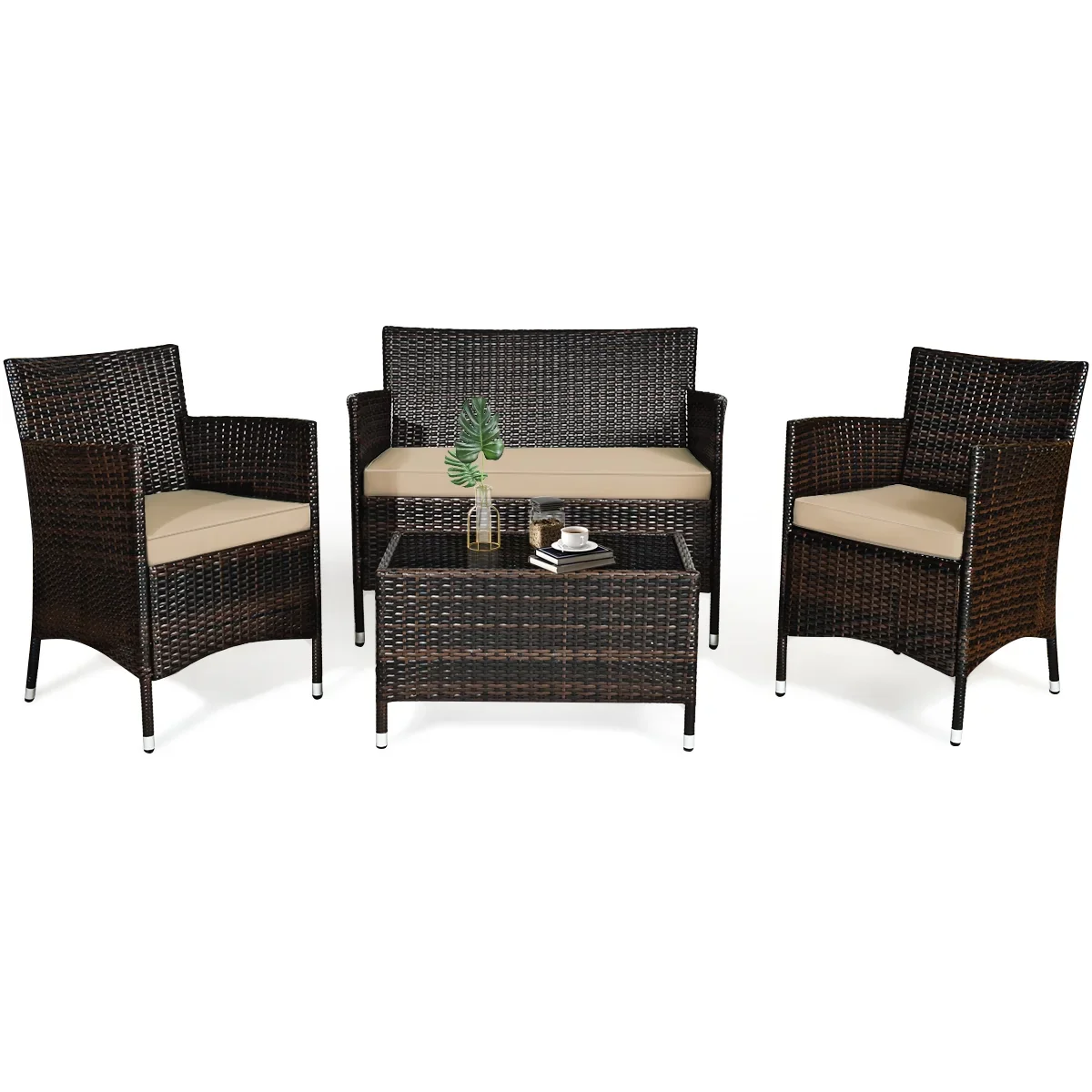 Patio Rattan Wicker Furniture Set Sofa Chair Table Set - Image 2