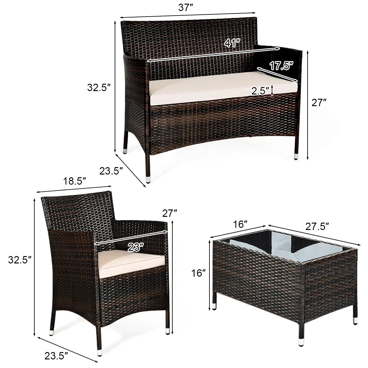 Patio Rattan Wicker Furniture Set Sofa Chair Table Set - Image 4