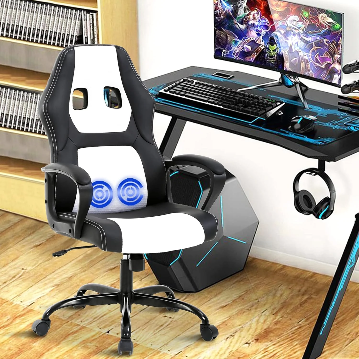 PC Gaming Chair Ergonomic Computer Chair High-Back Racing Gaming, White