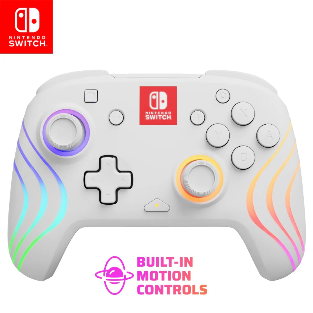 PDP Afterglow Wave Wireless Nintendo Switch Pro Controller with Motion Controls, White