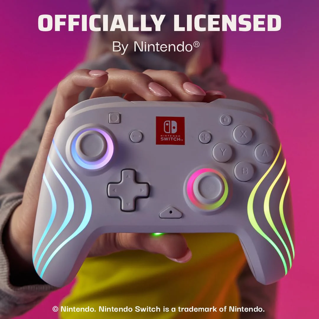 PDP Afterglow Wave Wireless Nintendo Switch Pro Controller with Motion Controls, White - Image 3