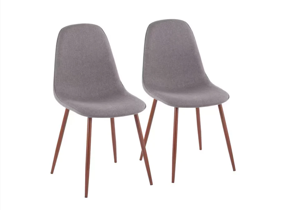 (Set of 2) Pebble Charcoal Fabric and Walnut Metal Dining Chair SHOWROOM ITEM