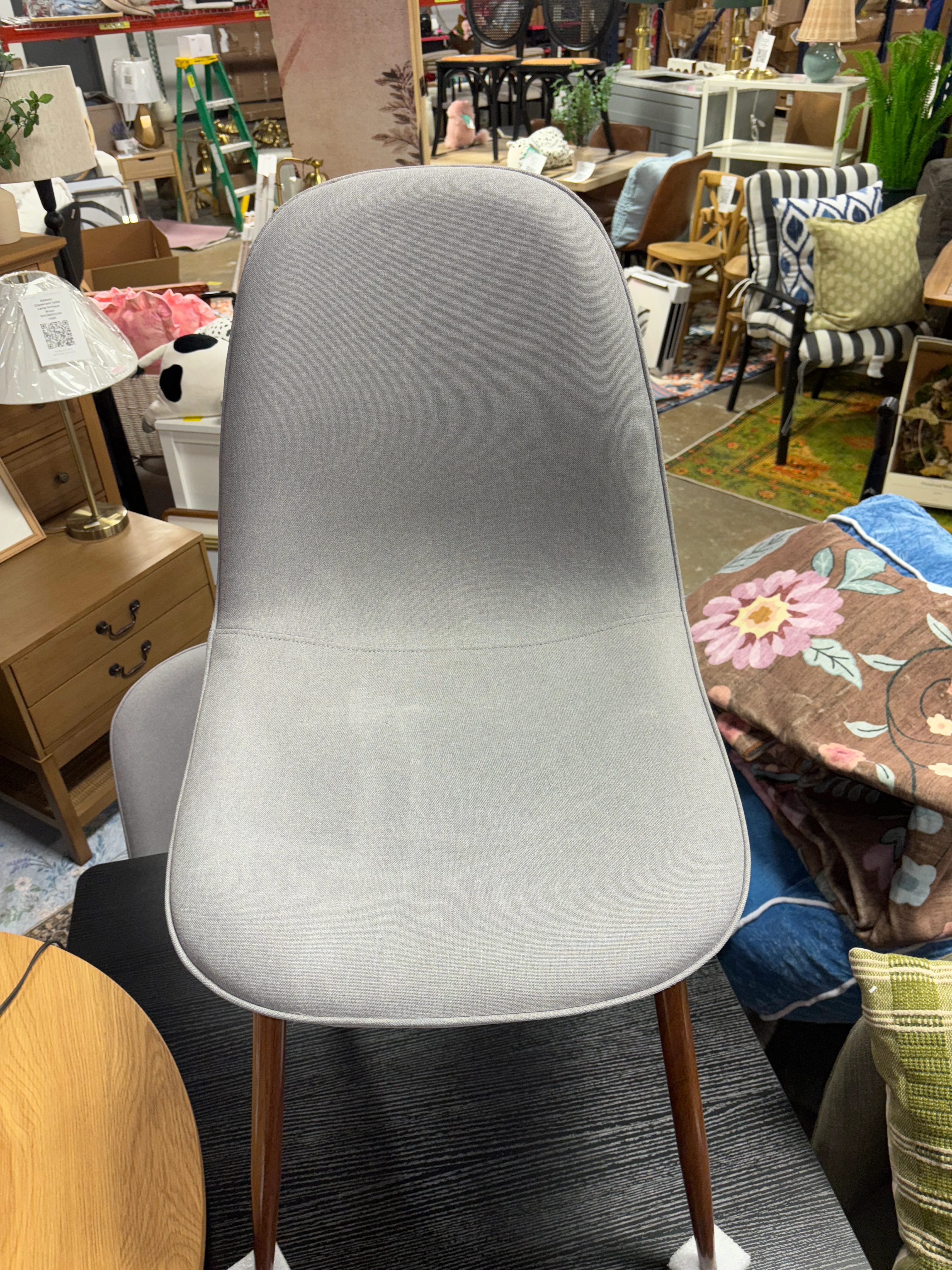 (Set of 2) Pebble Charcoal Fabric and Walnut Metal Dining Chair SHOWROOM ITEM - Image 5