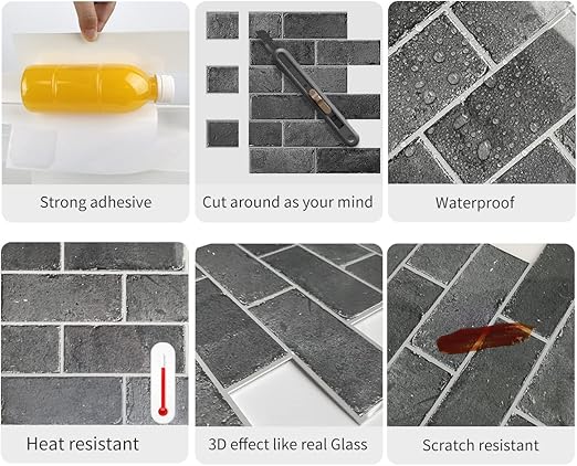 Peel and Stick Backsplash (Grey Brick) - Image 4
