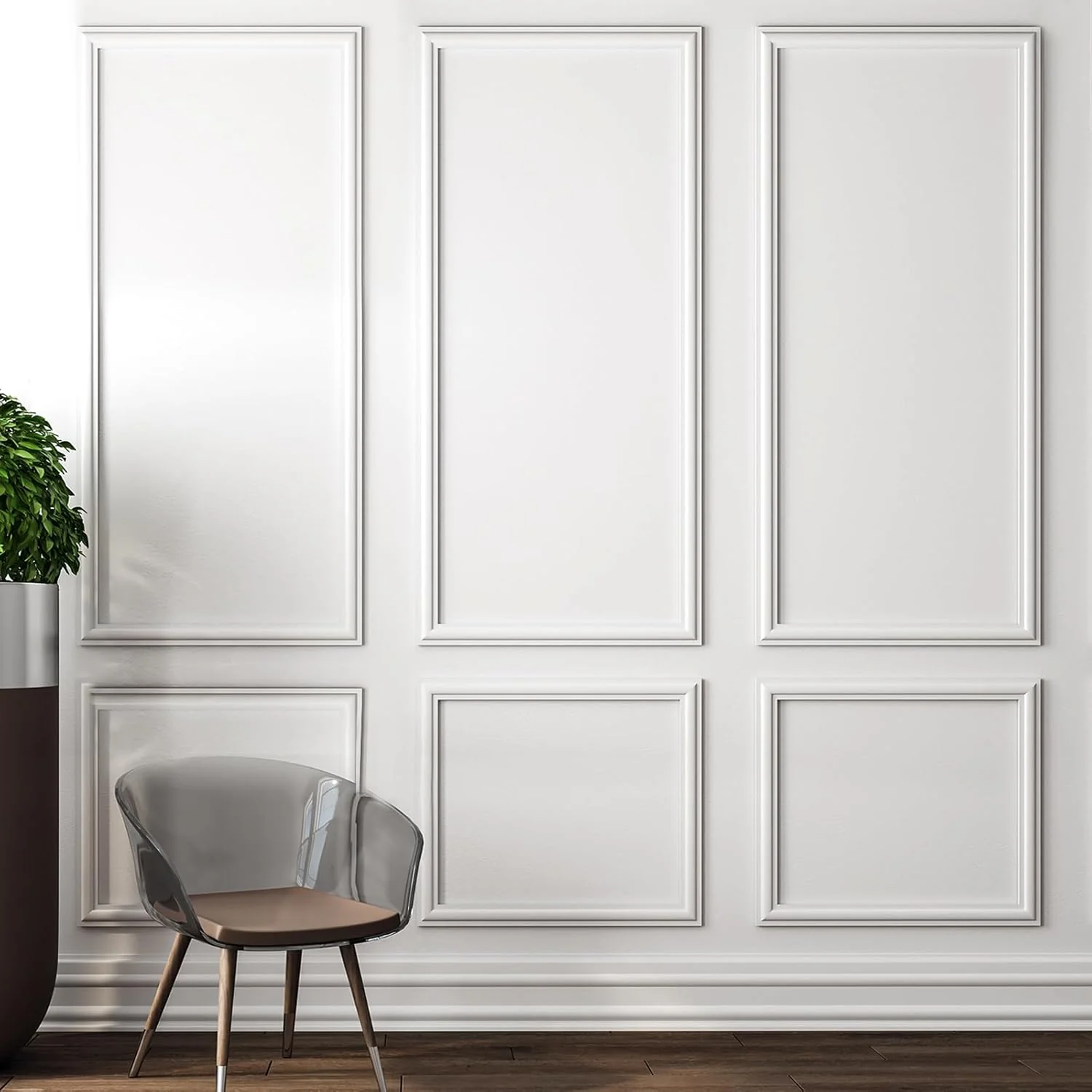Peel and Stick Wall Molding Kit, 3D Premade Accent Molding Wainscoting Panel 3 Set