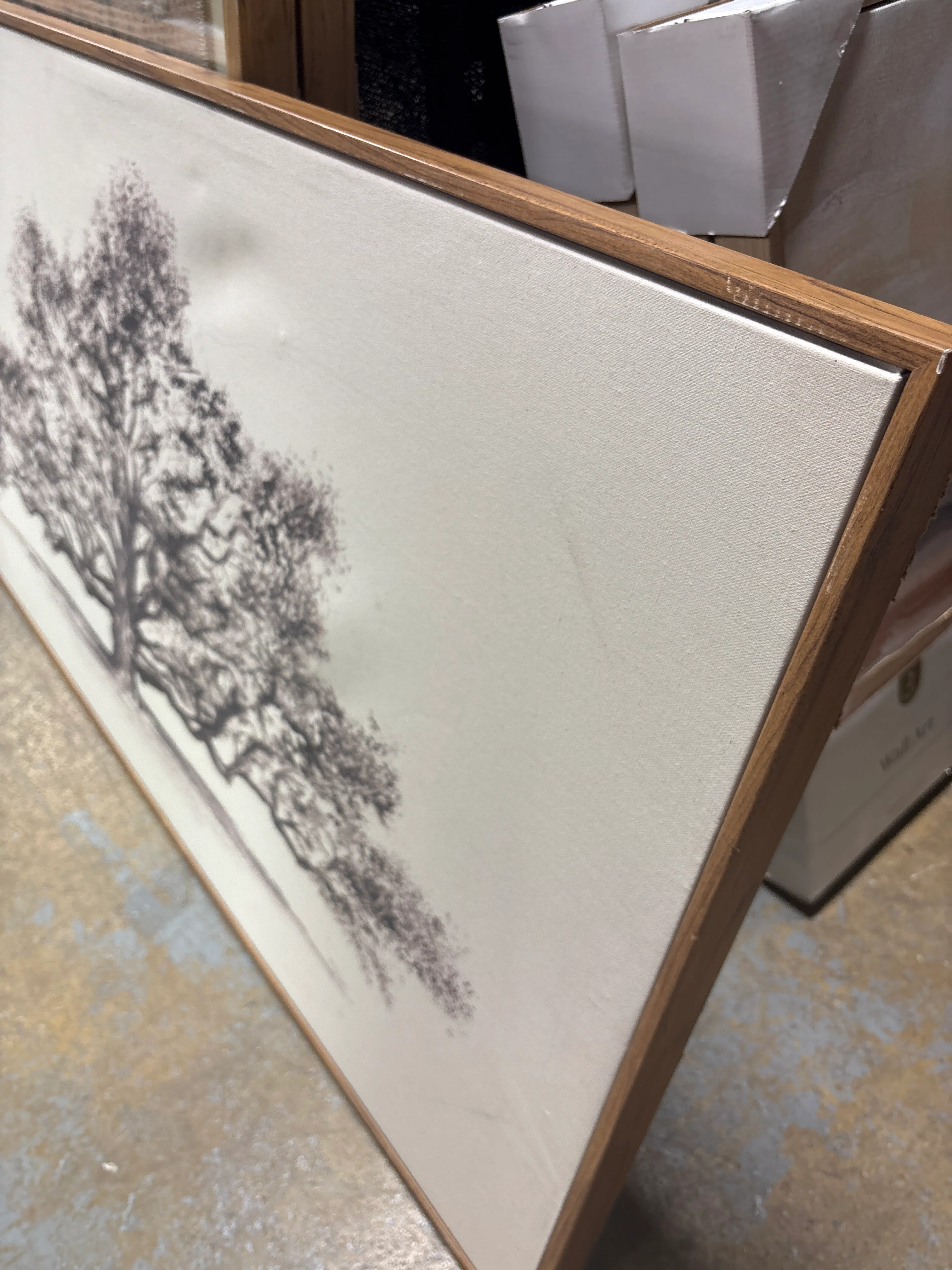47" x 24" Pen and Ink Tree Framed Wall Canvas SHOWROOM ITEM - Image 4