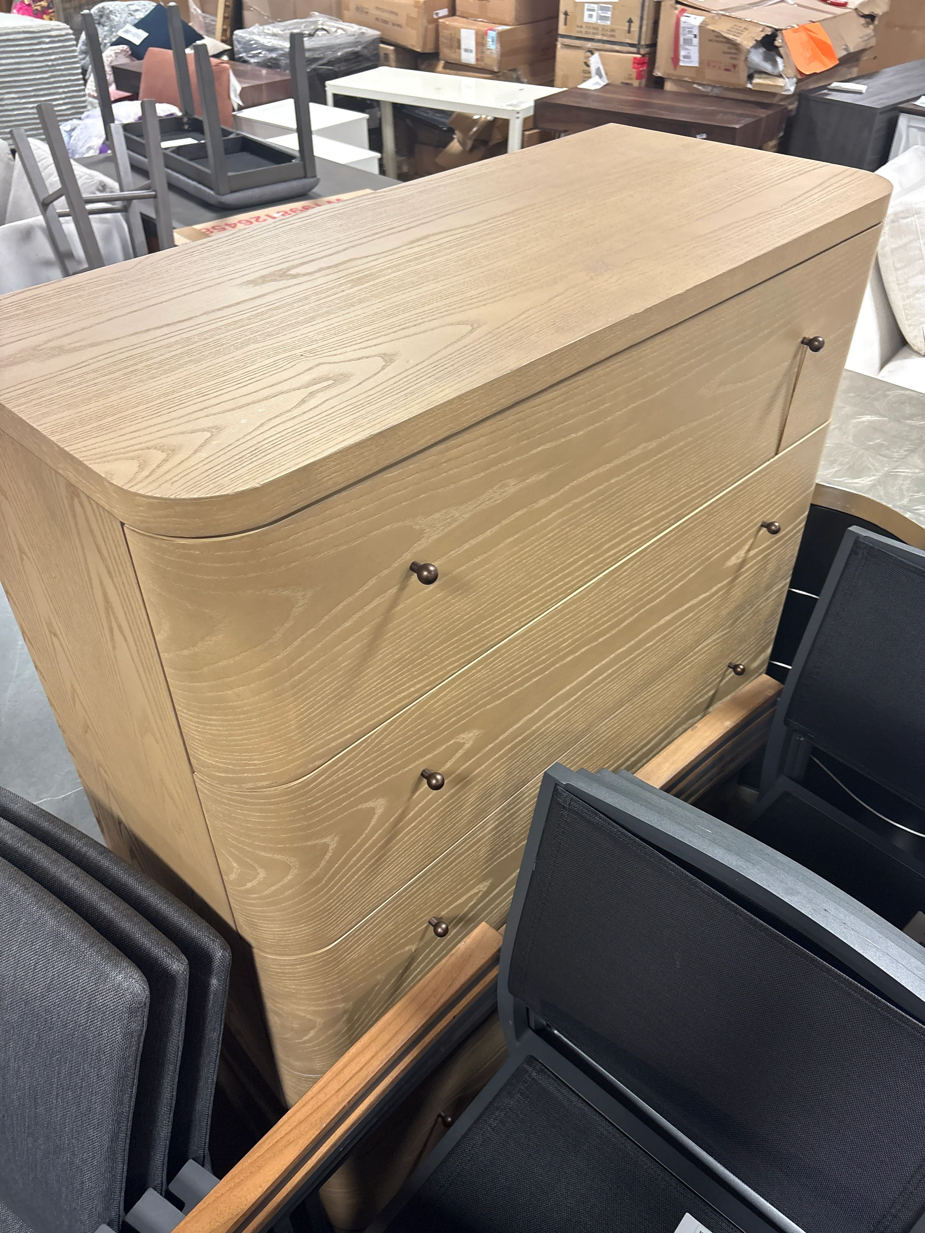 Penny Five Drawer White Ash Chest in Buff Cream SHOWROOM ITEM - Image 2