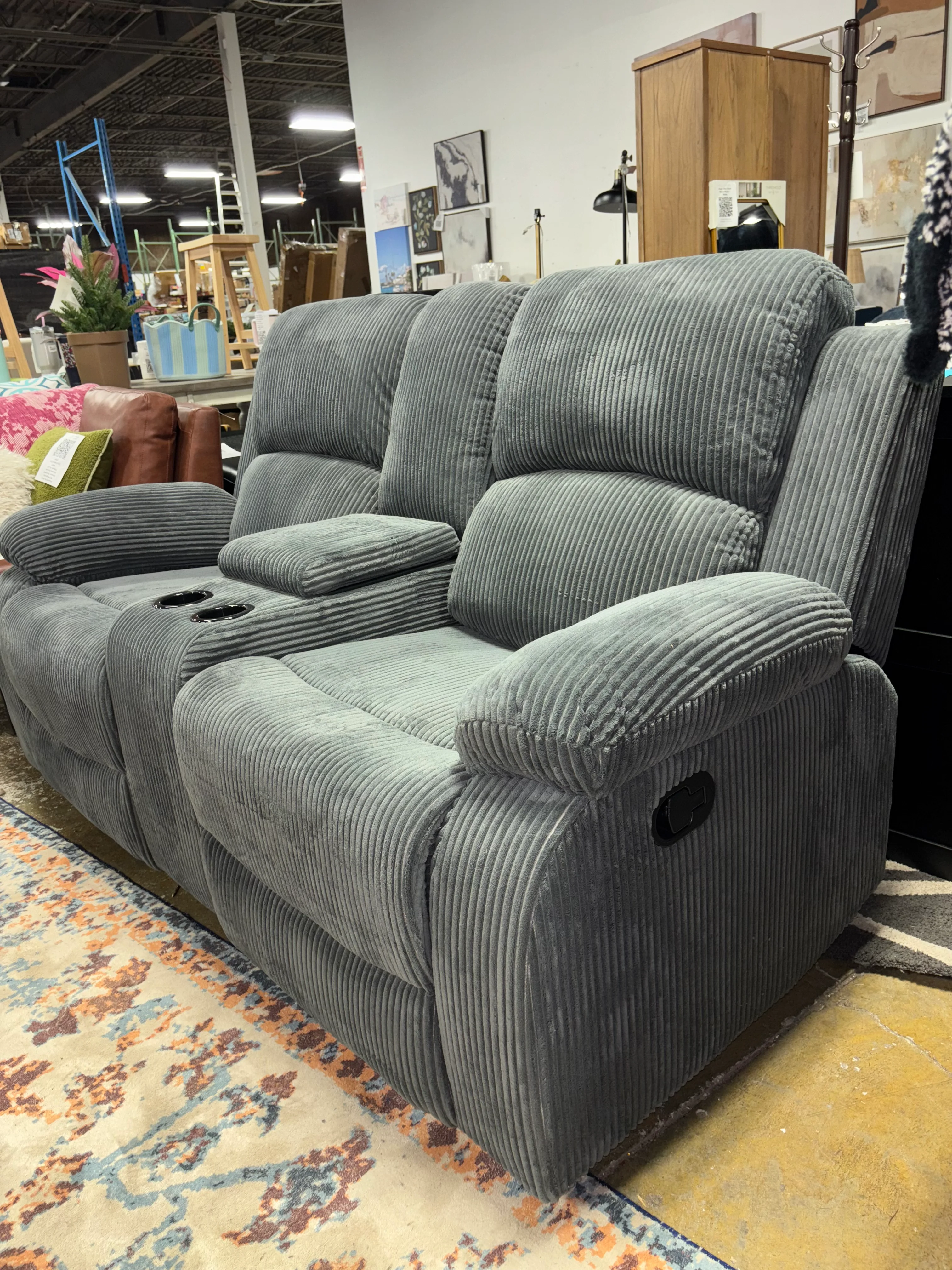 Peosta 72" Upholstered Manual Reclining Loveseat w/ Cup-holder SHOWROOM ITEM - Image 3