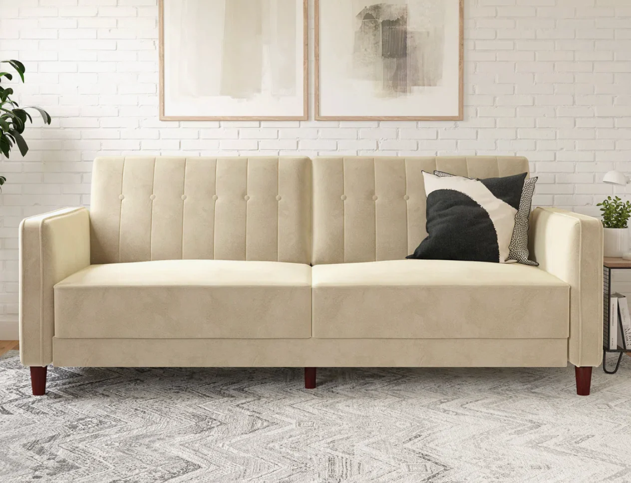 Perdue 81.5" Velvet Square Arm Convertible Sofa SHOWROOM ITEM