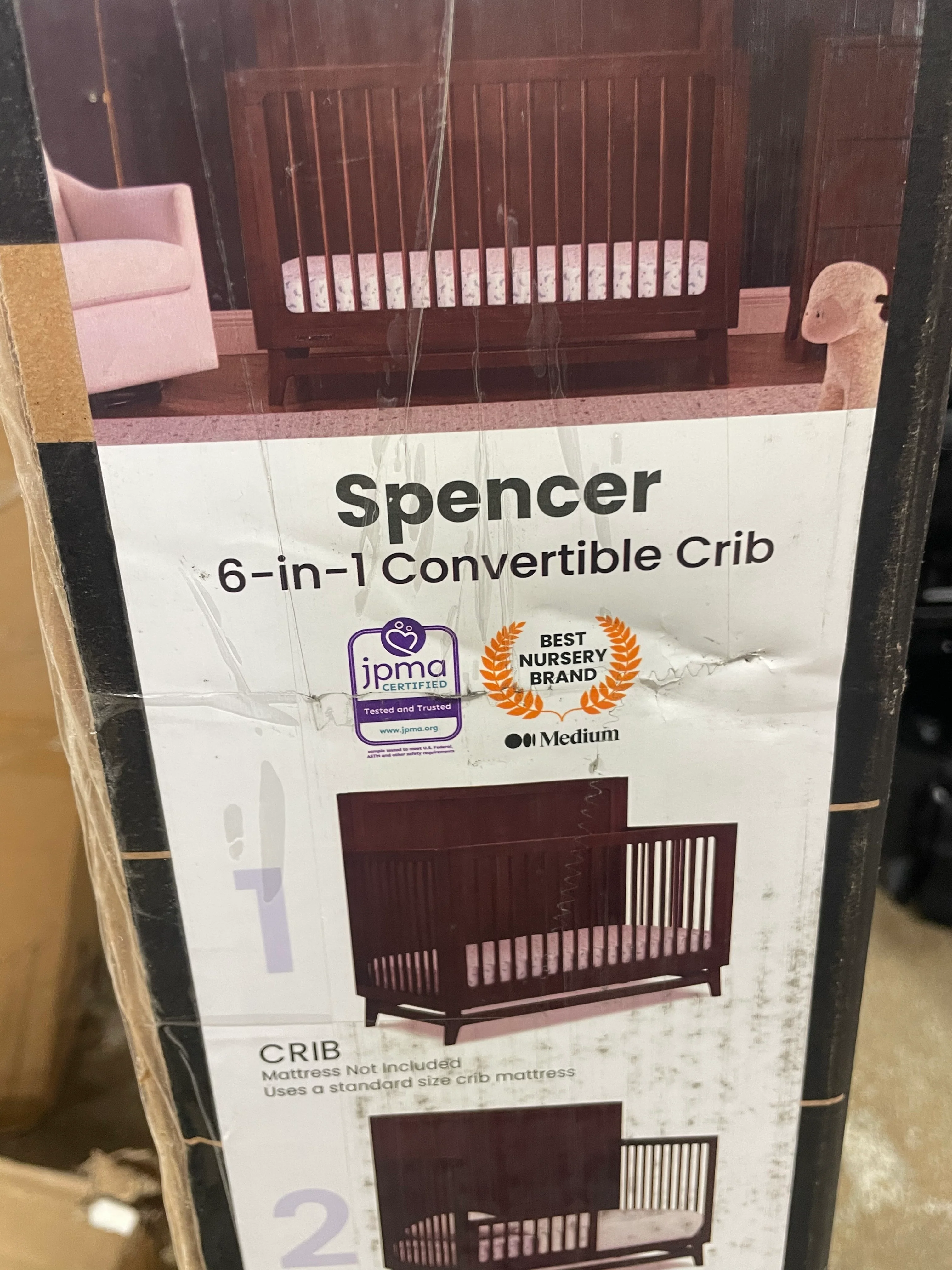Perry 6-in-1 Convertible Crib - Walnut Espresso - Image 4