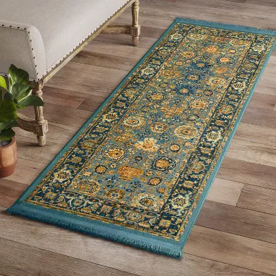 Persian with Fringe Border Woven Rug - 2'3"x7' - Image 2