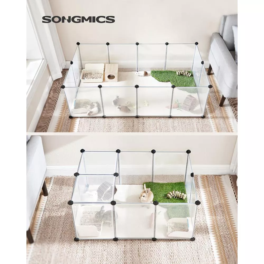Pet Playpen, Fence Cage with Bottom for Small Animals, White - Image 5