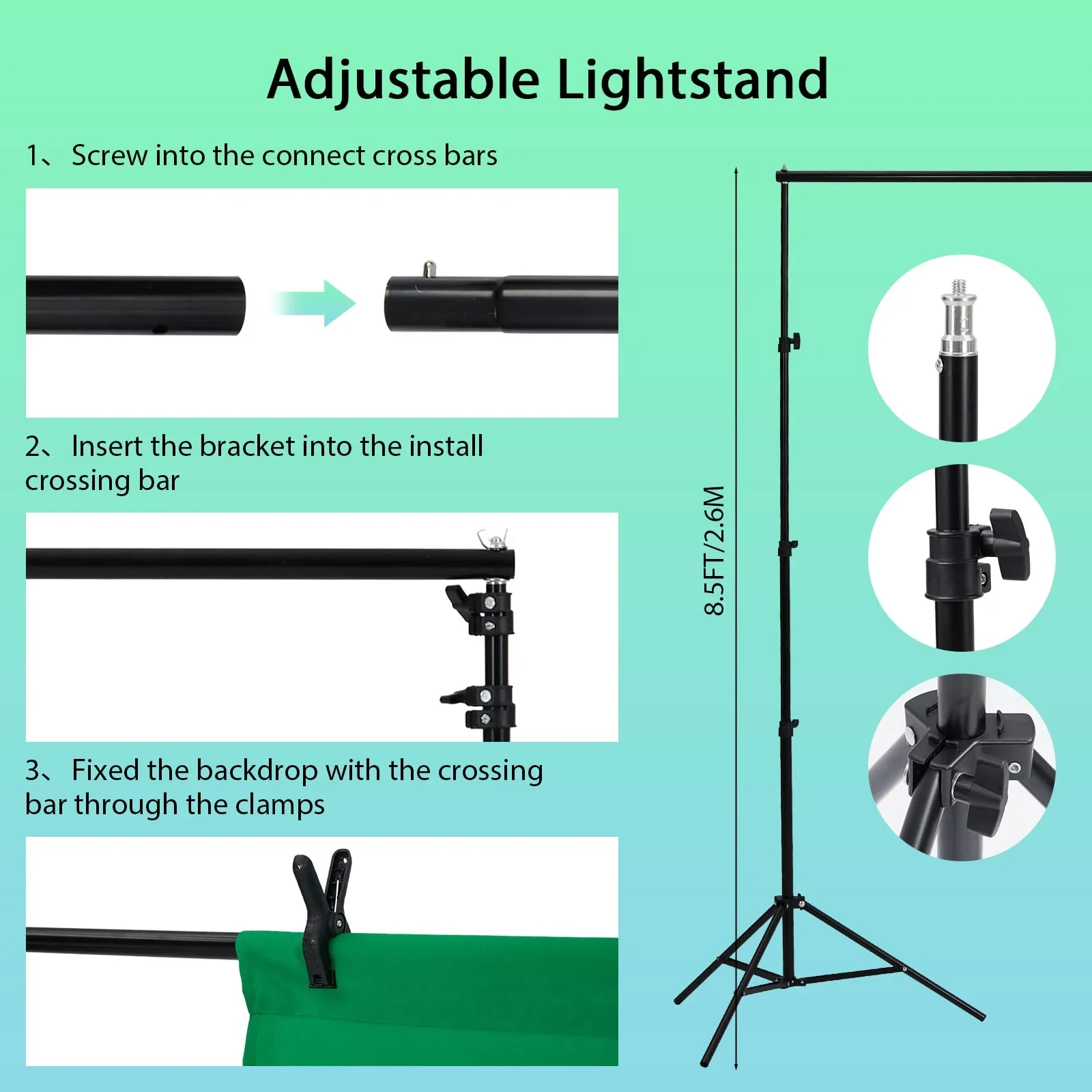 Photography Lighting kit with Backdrops - Image 4
