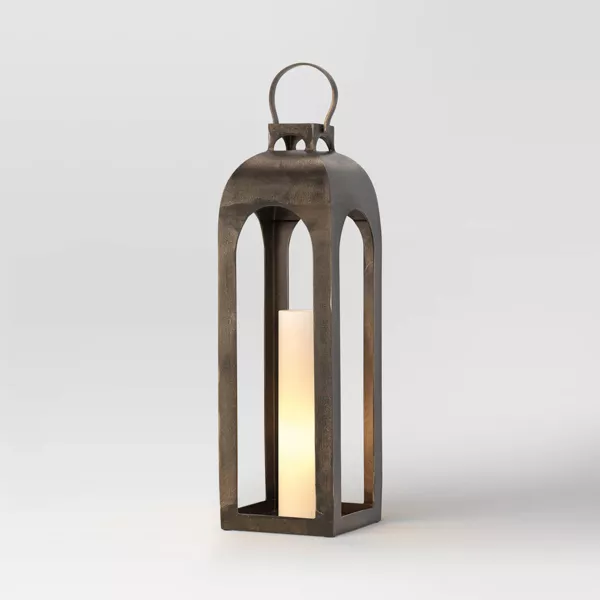 Pillar Cast Aluminum Lantern Candle Holders Gold - Image 4